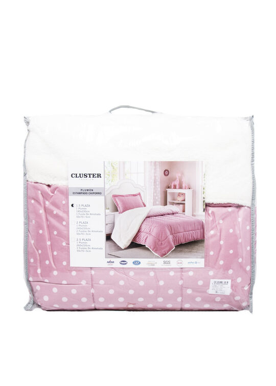 PLUMÓN INVIERNO ESTAMPADO SHERPA 1.5PL - PUNTOS PINK R2 FAMILY SHOP